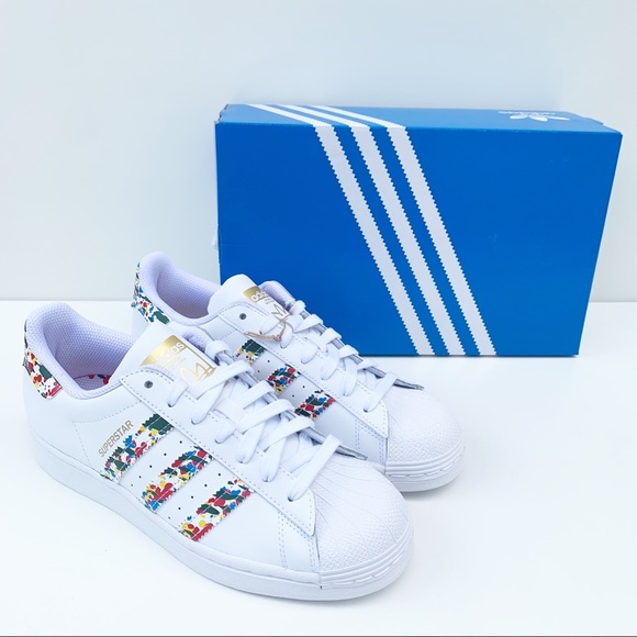 adidas SUPERSTAR SHOES Marble/Splash White/Gold - Picture 13 of 16